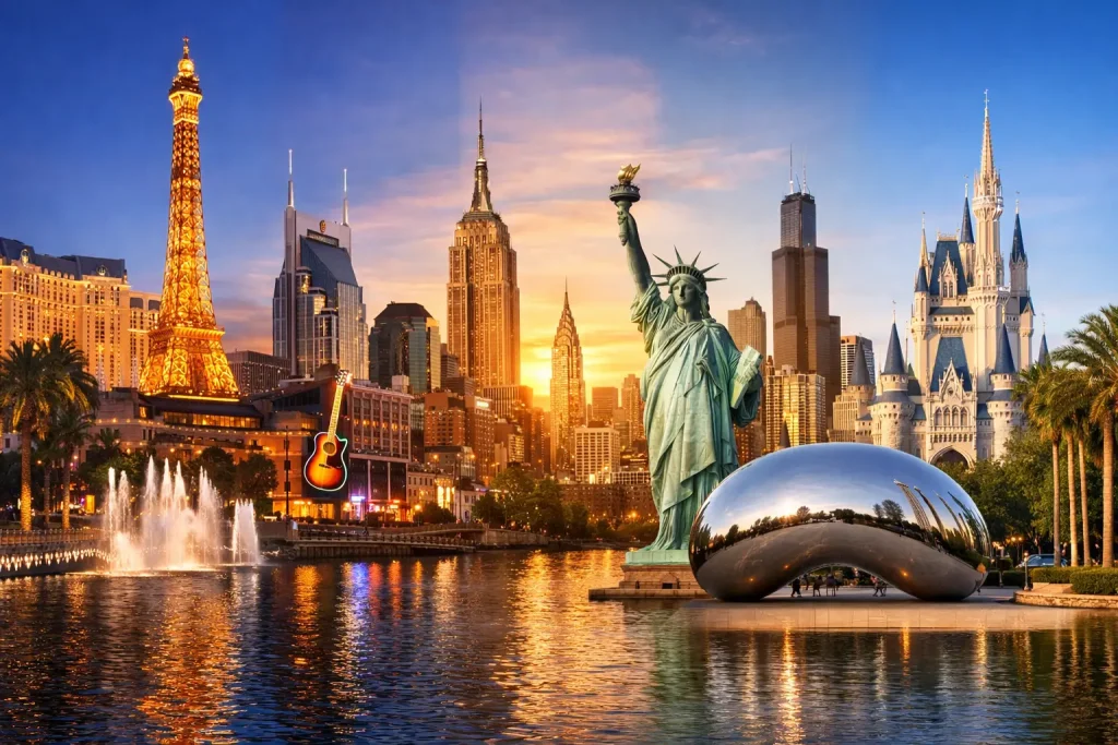 Las Vegas, Nashville, NYC, Chicago, Orlando